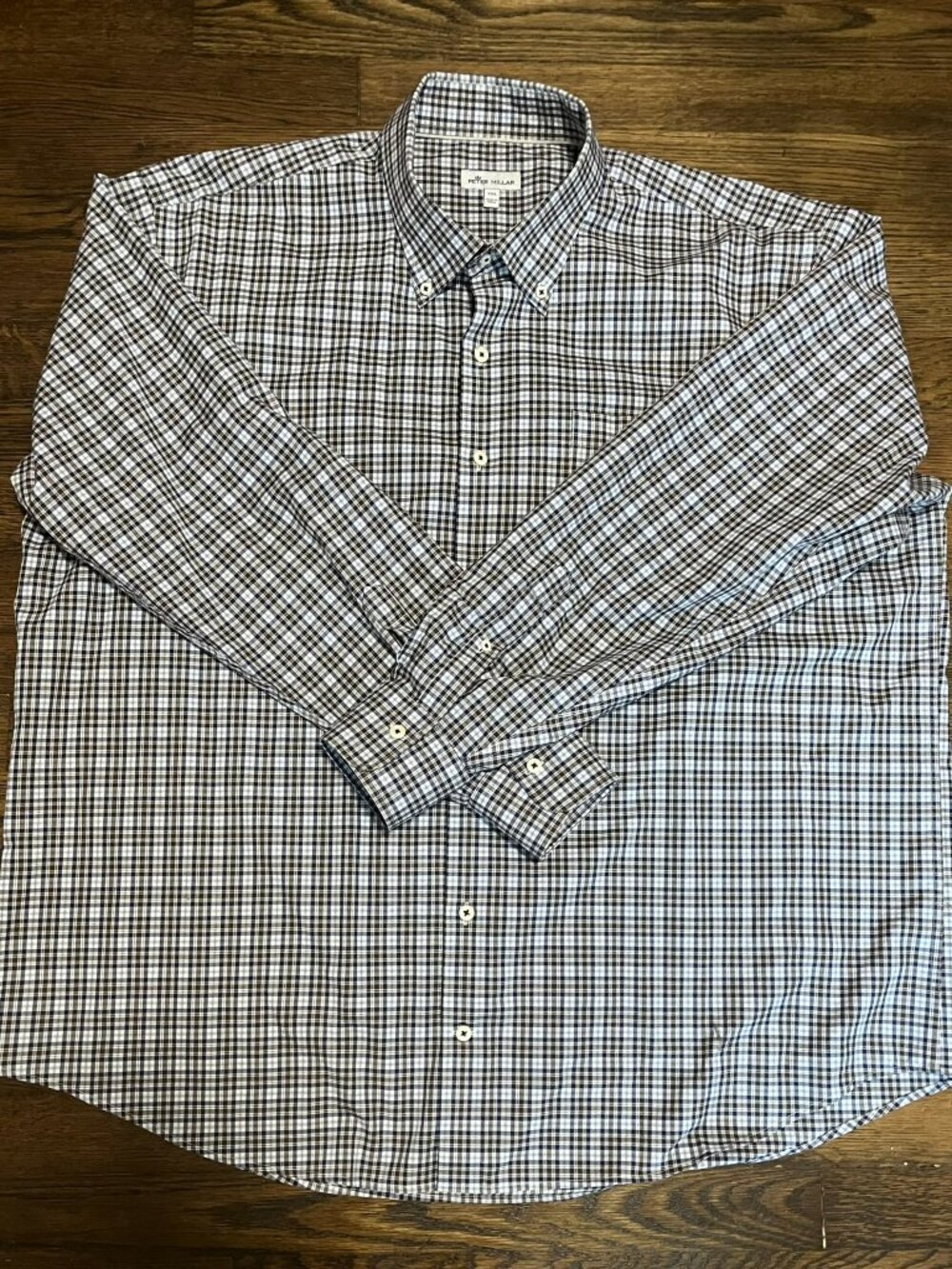 Peter Millar Dress Shirt Men 2XL  Brown/Blue/Navy